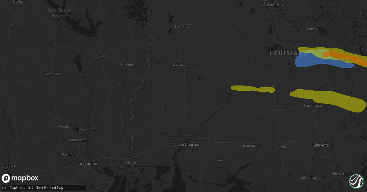Hail map in Longville, LA on May 8, 2026
