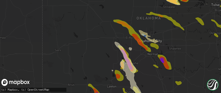 Hail map in Lookeba, OK on May 8, 2026