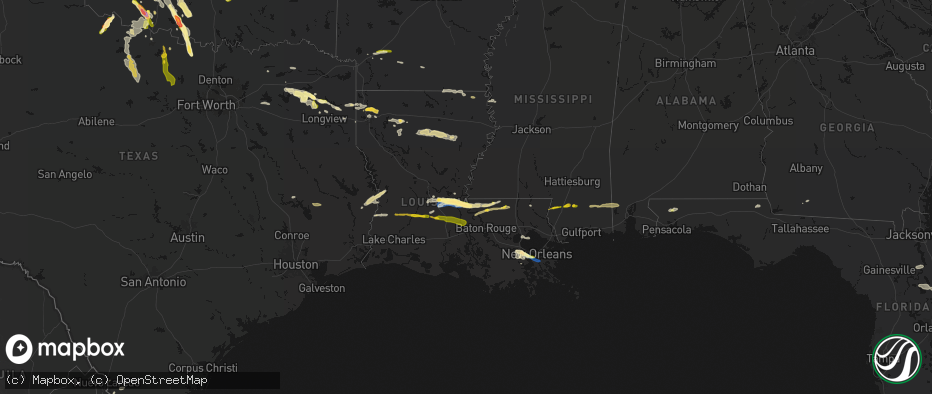 Hail map in Louisiana on May 8, 2026