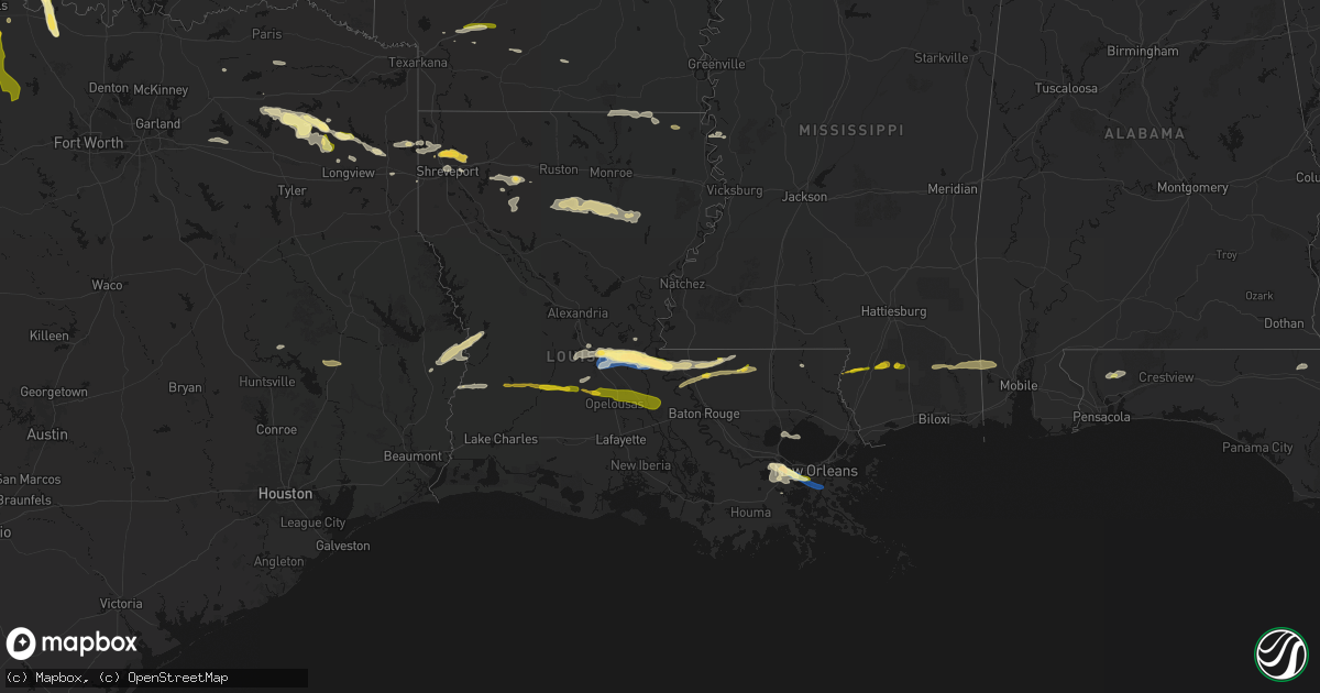 Hail map in Louisiana on May 8, 2026