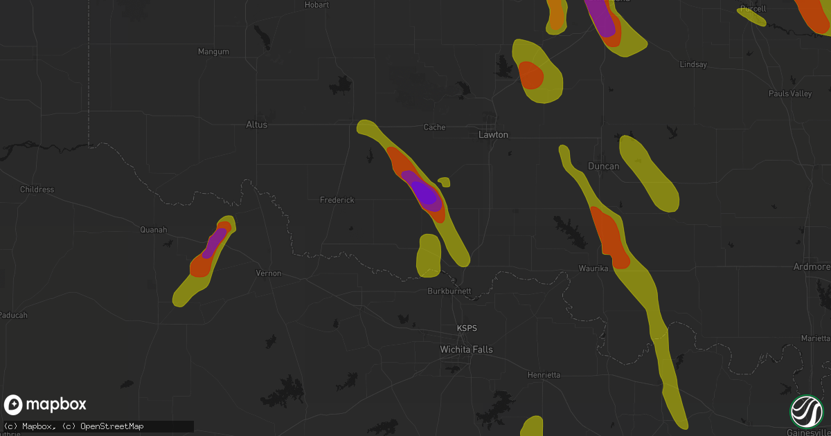 Hail map in Loveland, OK on May 8, 2026