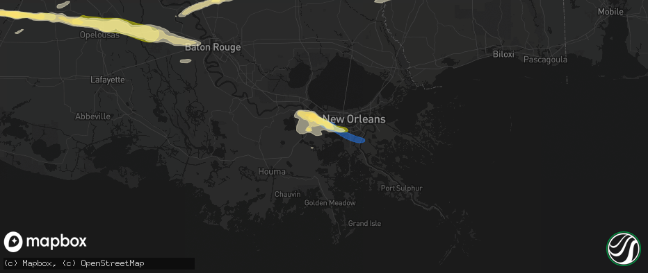 Hail map in Luling, LA on May 8, 2026
