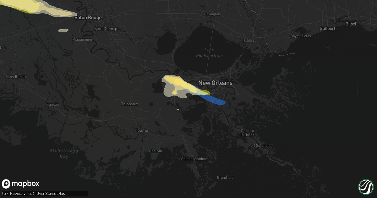 Hail map in Luling, LA on May 8, 2026