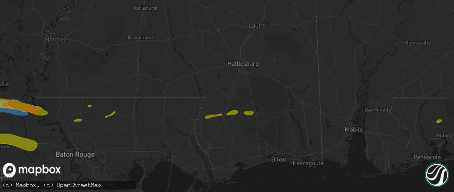 Hail map in Lumberton, MS on May 8, 2026