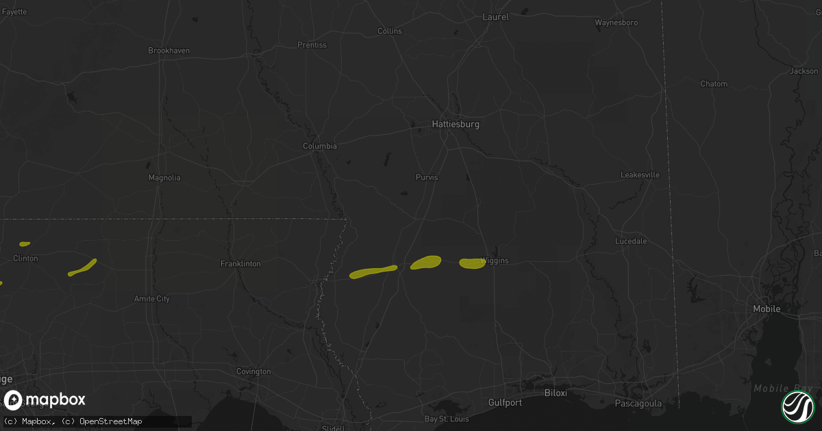Hail map in Lumberton, MS on May 8, 2026