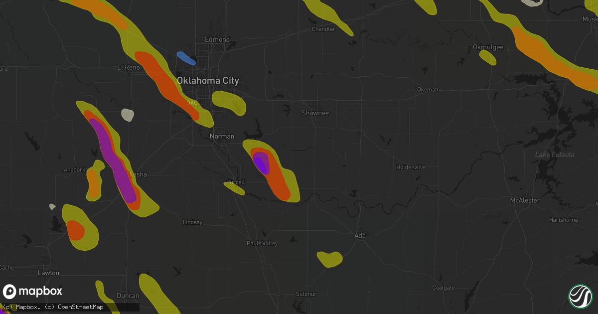 Hail map in Macomb, OK on May 8, 2026