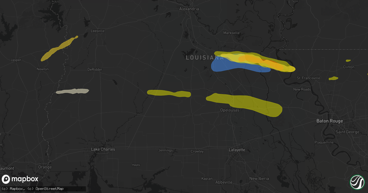 Hail map in Mamou, LA on May 8, 2026