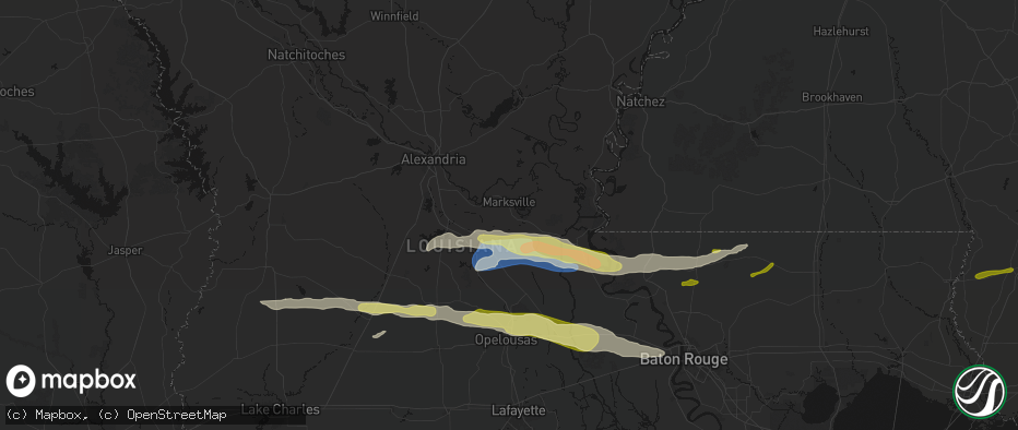 Hail map in Mansura, LA on May 8, 2026