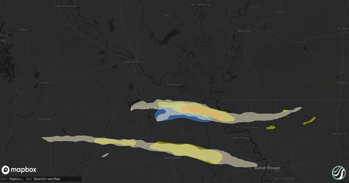 Hail map in Mansura, LA on May 8, 2026
