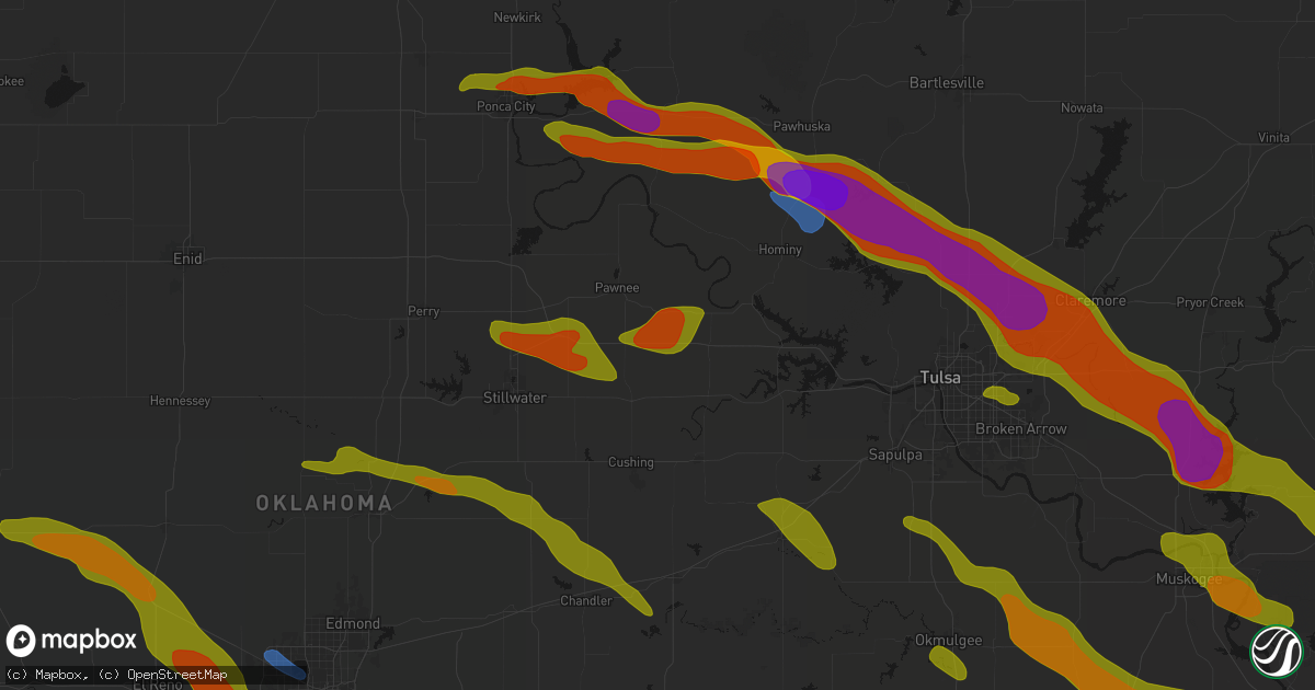 Hail map in Maramec, OK on May 8, 2026