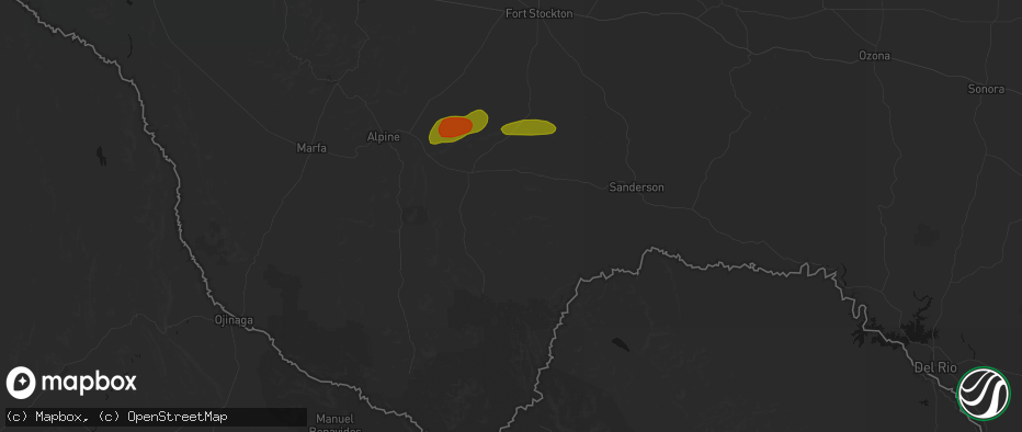Hail map in Marathon, TX on May 8, 2026