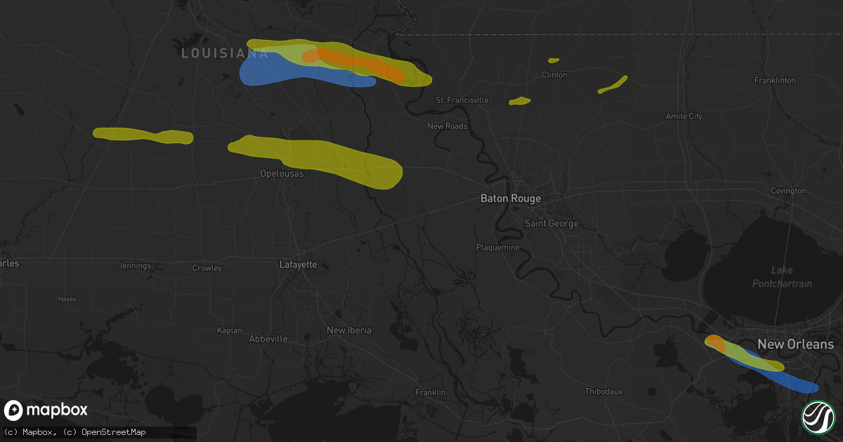 Hail map in Maringouin, LA on May 8, 2026