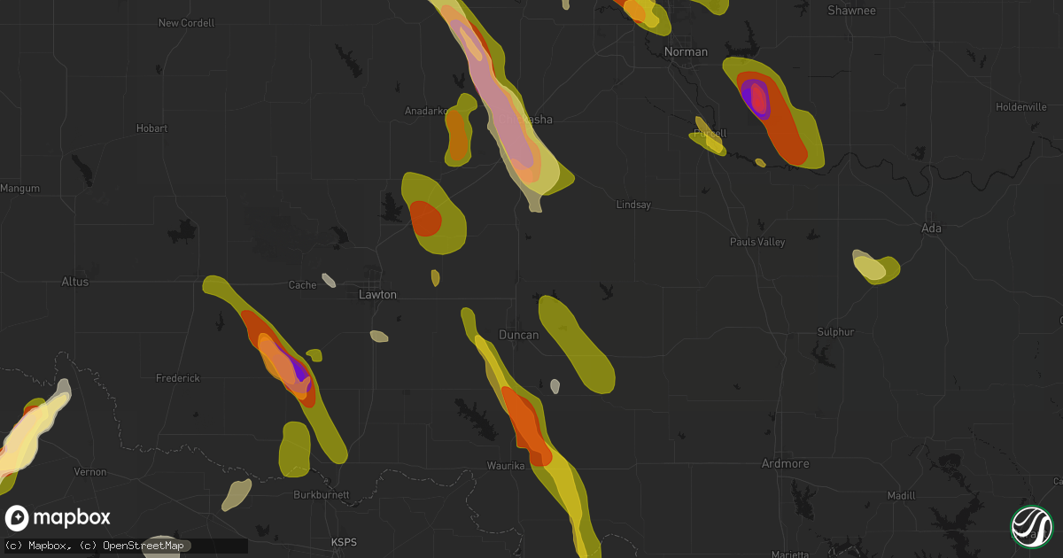 Hail map in Marlow, OK on May 8, 2026