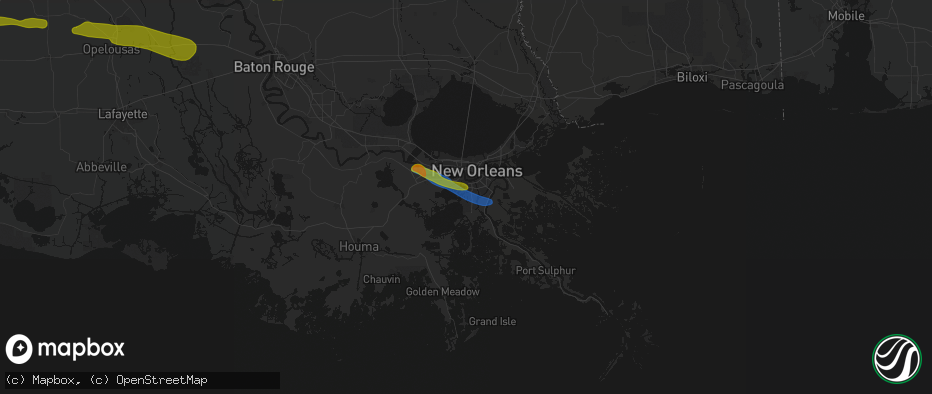 Hail map in Marrero, LA on May 8, 2026