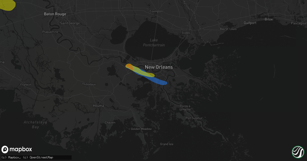 Hail map in Marrero, LA on May 8, 2026
