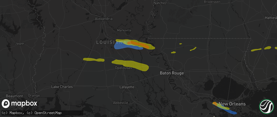 Hail map in Melville, LA on May 8, 2026