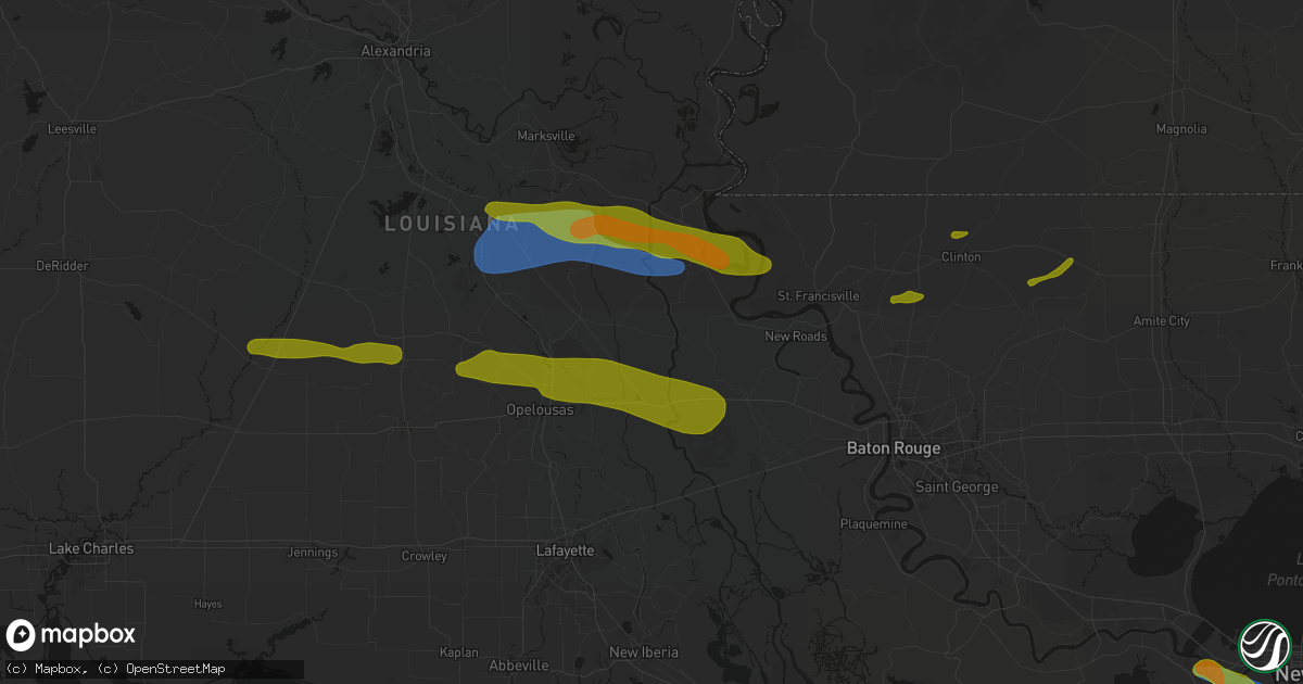 Hail map in Melville, LA on May 8, 2026