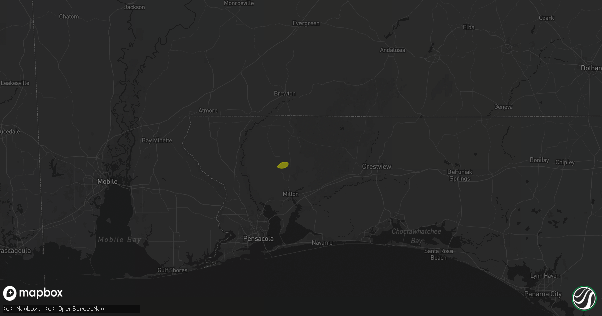 Hail map in Milton, FL on May 8, 2026