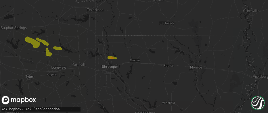 Hail map in Minden, LA on May 8, 2026