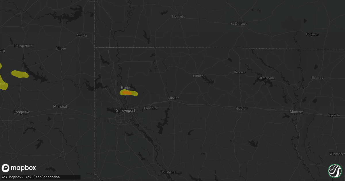 Hail map in Minden, LA on May 8, 2026