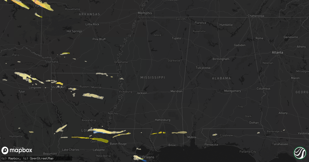 Hail map in Mississippi on May 8, 2026