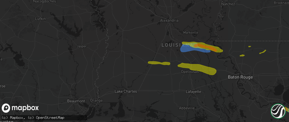 Hail map in Mittie, LA on May 8, 2026