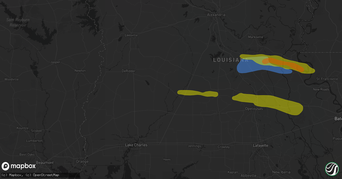 Hail map in Mittie, LA on May 8, 2026