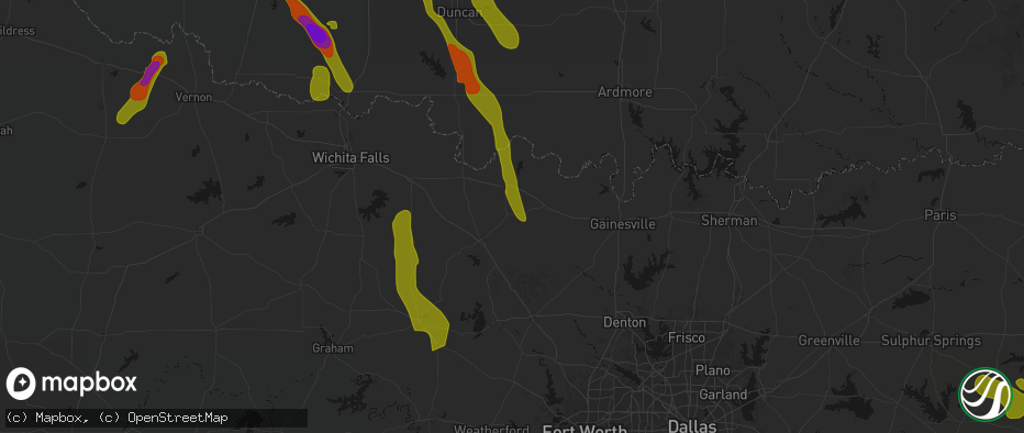 Hail map in Montague, TX on May 8, 2026