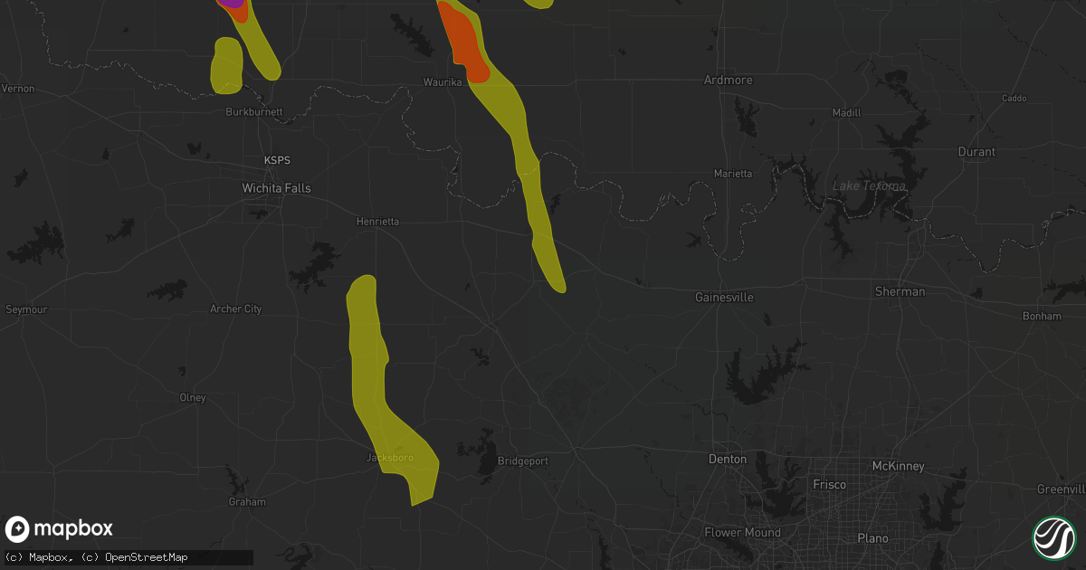 Hail map in Montague, TX on May 8, 2026