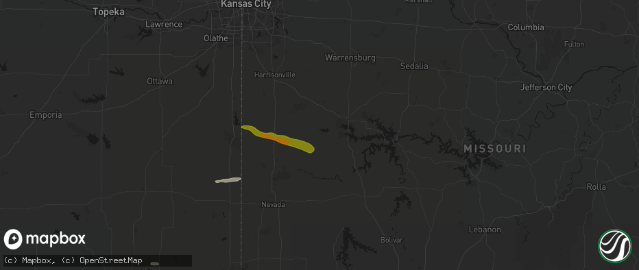 Hail map in Montrose, MO on May 8, 2026