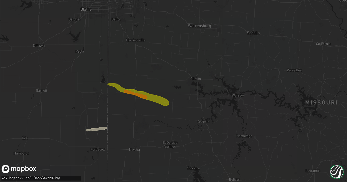 Hail map in Montrose, MO on May 8, 2026