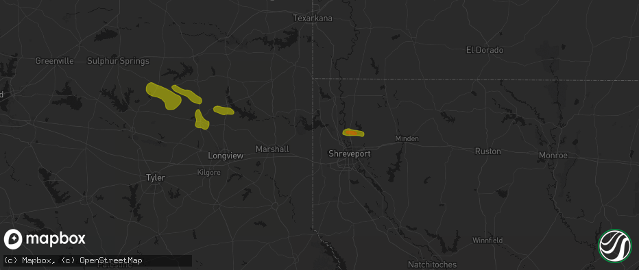 Hail map in Mooringsport, LA on May 8, 2026