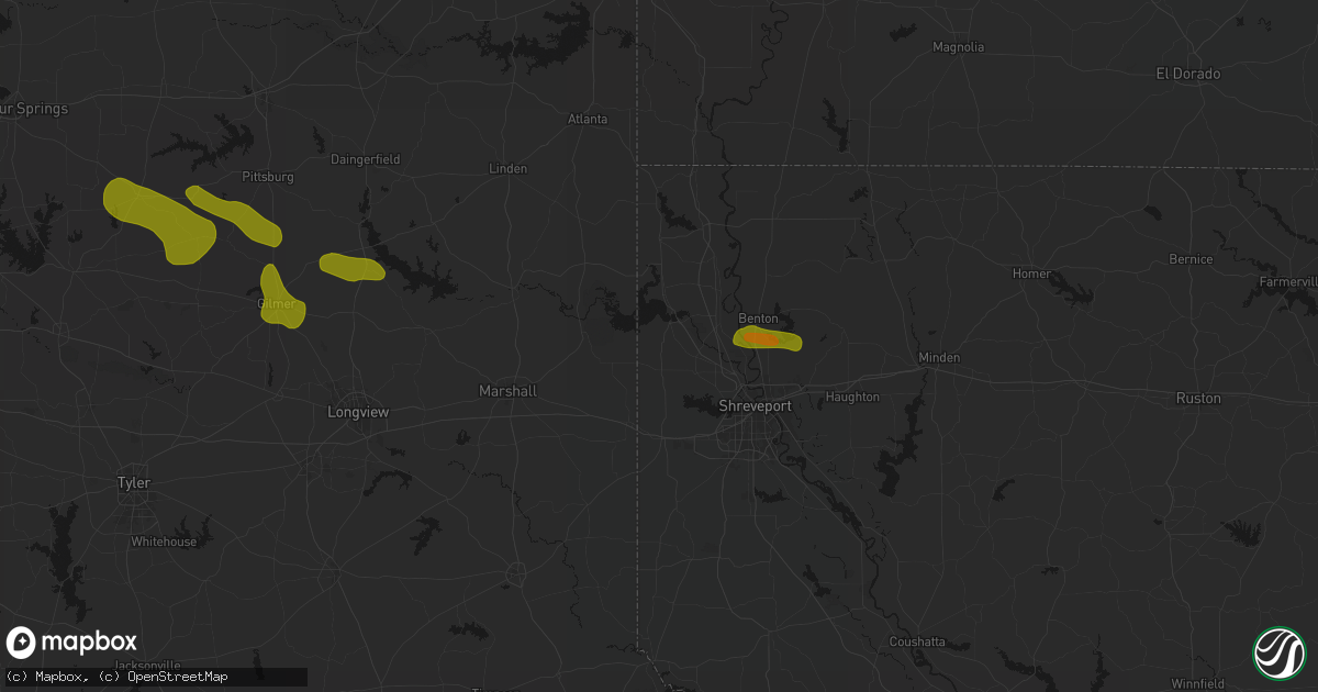 Hail map in Mooringsport, LA on May 8, 2026