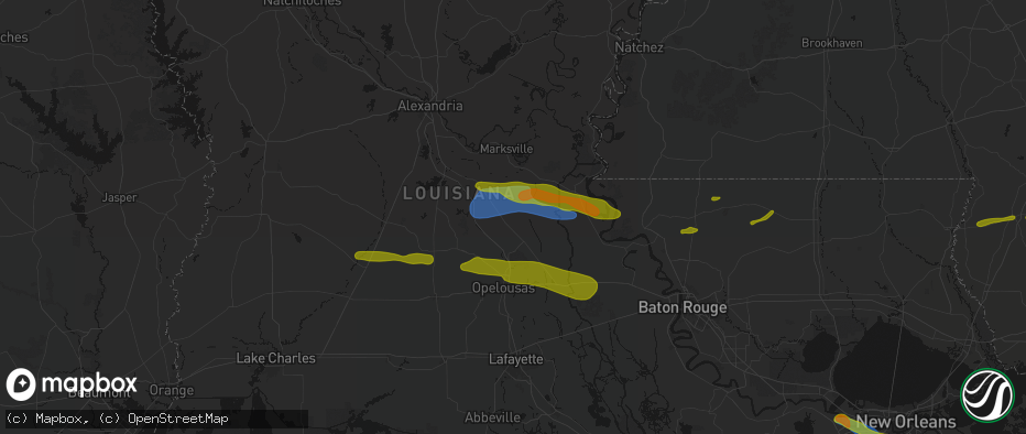 Hail map in Morrow, LA on May 8, 2026