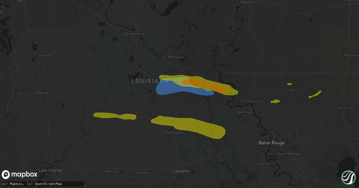 Hail map in Morrow, LA on May 8, 2026