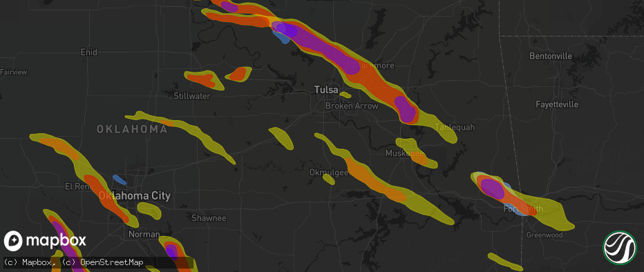 Hail map in Mounds, OK on May 8, 2026