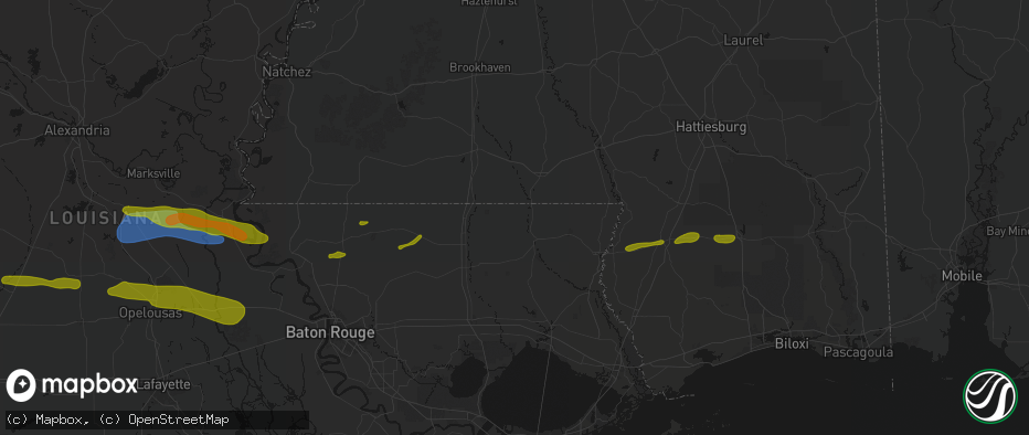 Hail map in Mount Hermon, LA on May 8, 2026