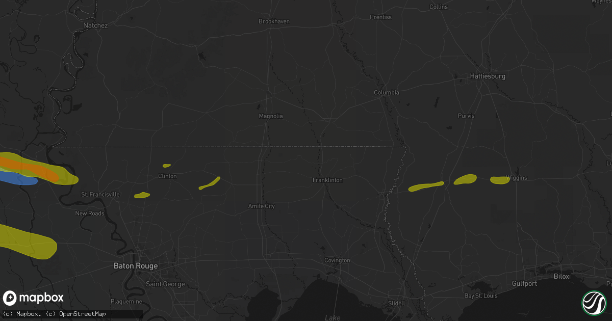 Hail map in Mount Hermon, LA on May 8, 2026