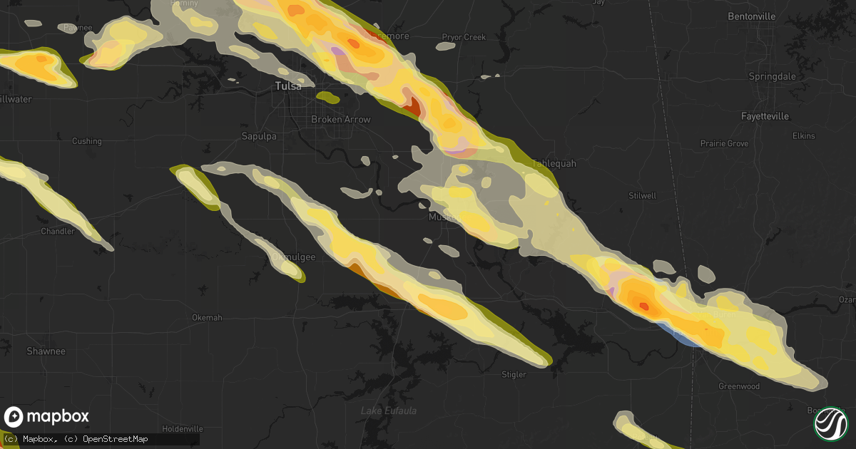 Hail map in Muskogee, OK on May 8, 2026