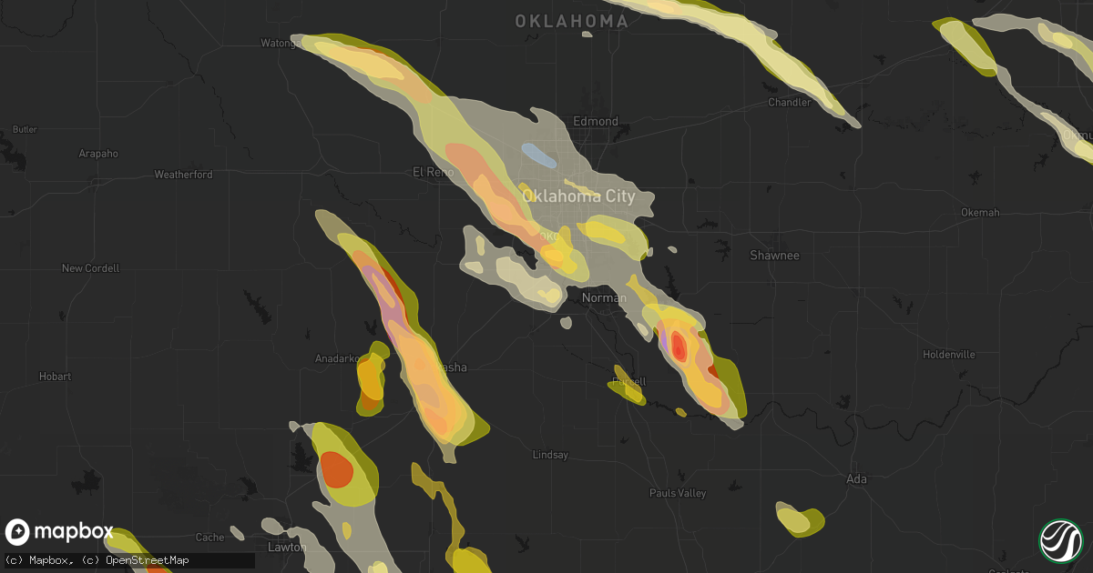 Hail map in Newcastle, OK on May 8, 2026