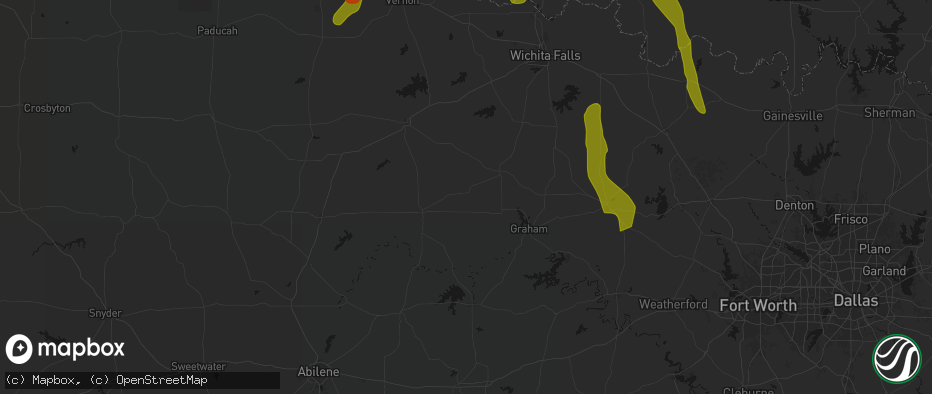Hail map in Newcastle, TX on May 8, 2026