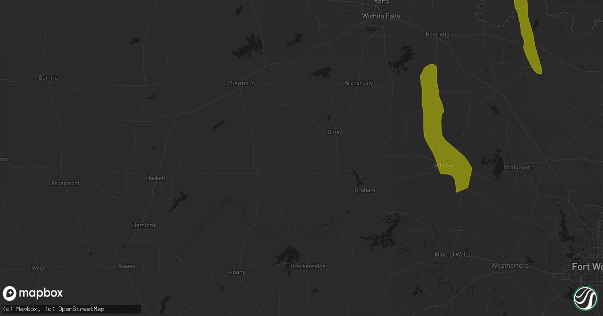 Hail map in Newcastle, TX on May 8, 2026