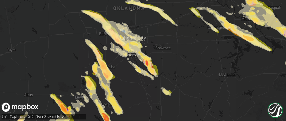 Hail map in Noble, OK on May 8, 2026