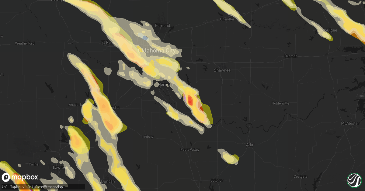 Hail map in Noble, OK on May 8, 2026