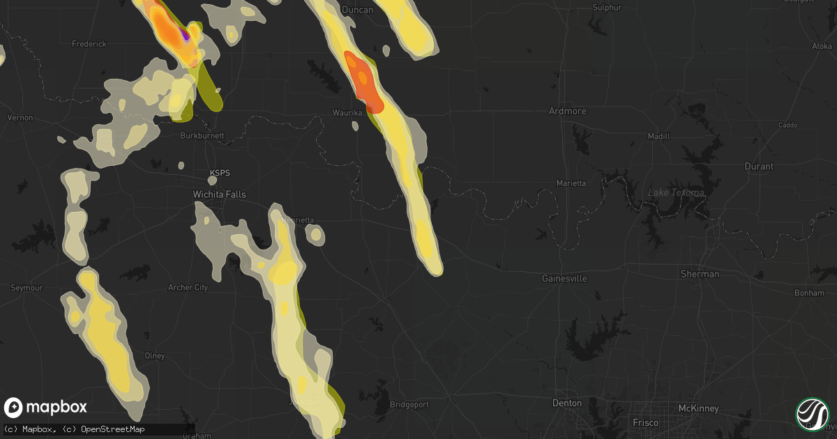 Hail map in Nocona, TX on May 8, 2026
