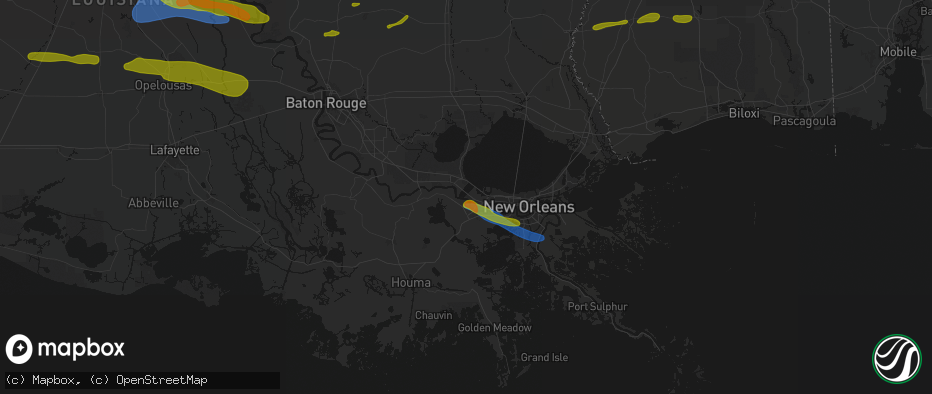 Hail map in Norco, LA on May 8, 2026