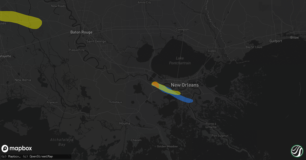 Hail map in Norco, LA on May 8, 2026
