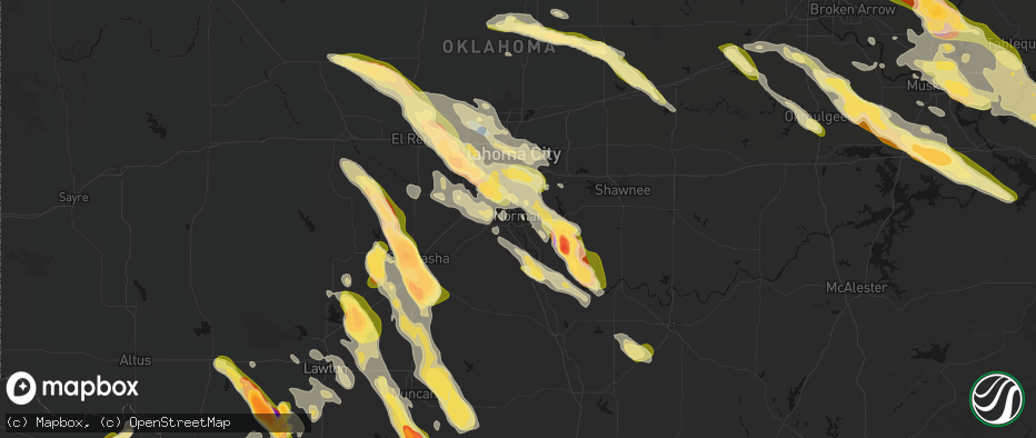 Hail map in Norman, OK on May 8, 2026