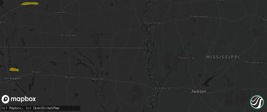 Hail map in Oak Grove, LA on May 8, 2026