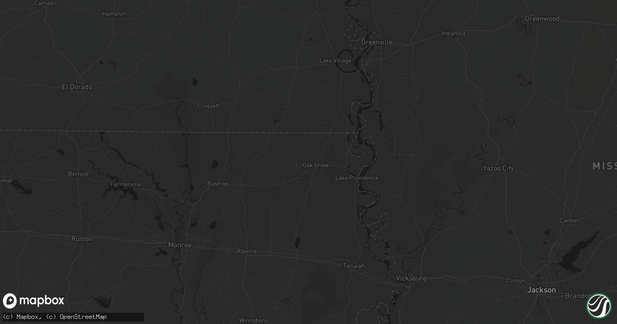 Hail map in Oak Grove, LA on May 8, 2026